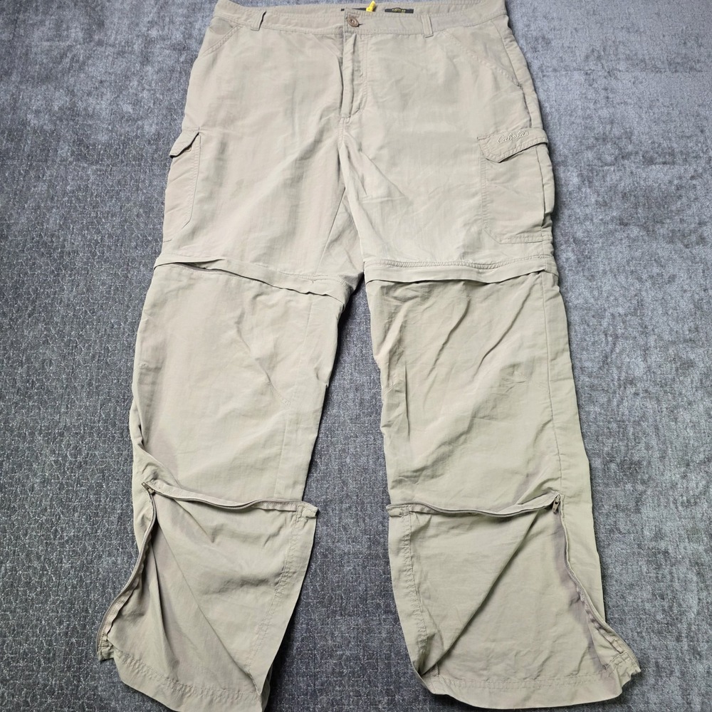Cabelas Pants Mens 36x30 Khaki Nylon Convertible Cargo Hiking Zip Off Outdoor